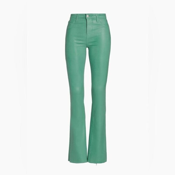 L’AGENCE Ruth Coated Green Jasper Teal Bootcut Jeans 24 NWT - Picture 1 of 6